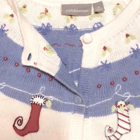 🎄CROFT & BARROW Cream Fair Isle Christmas Holiday Knit Sweater - Picture 2 of 8
